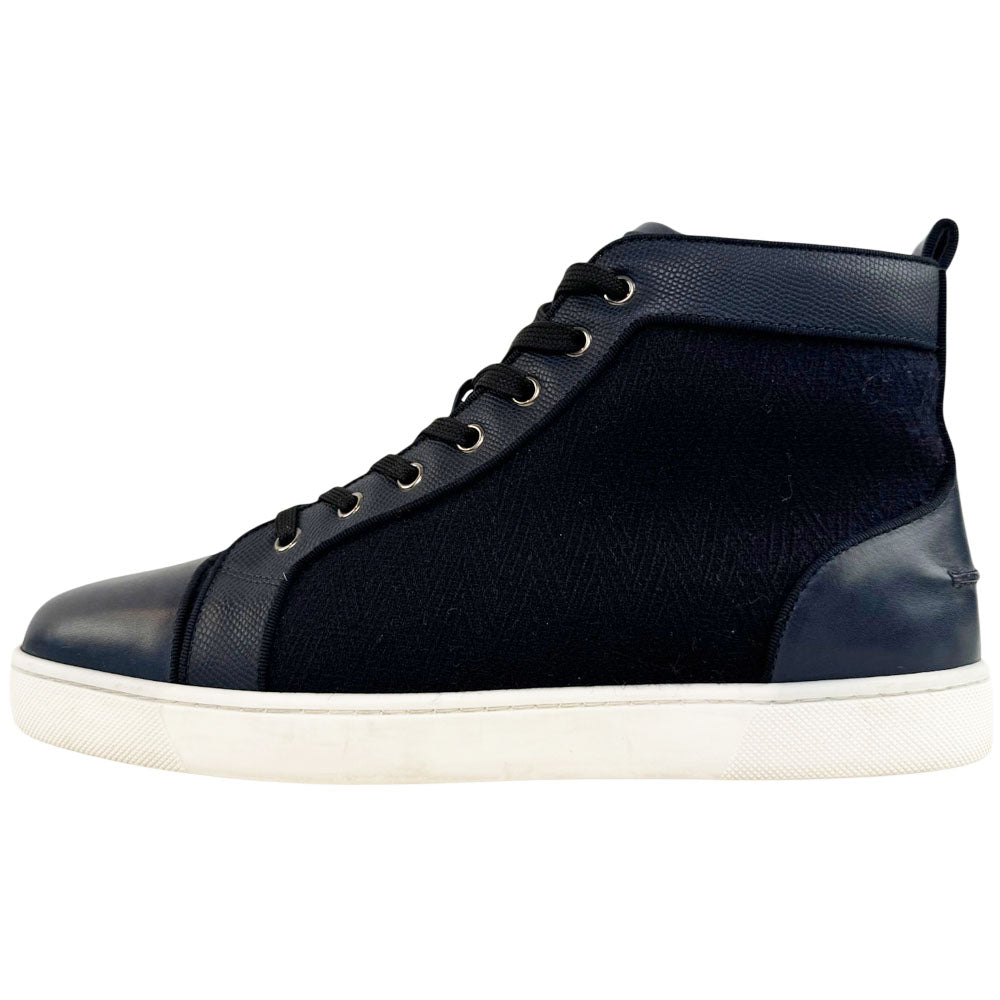 CHRISTIAN LOUBOUTIN Navy Louis High Top Trainers Size 9 UK LHQ1729