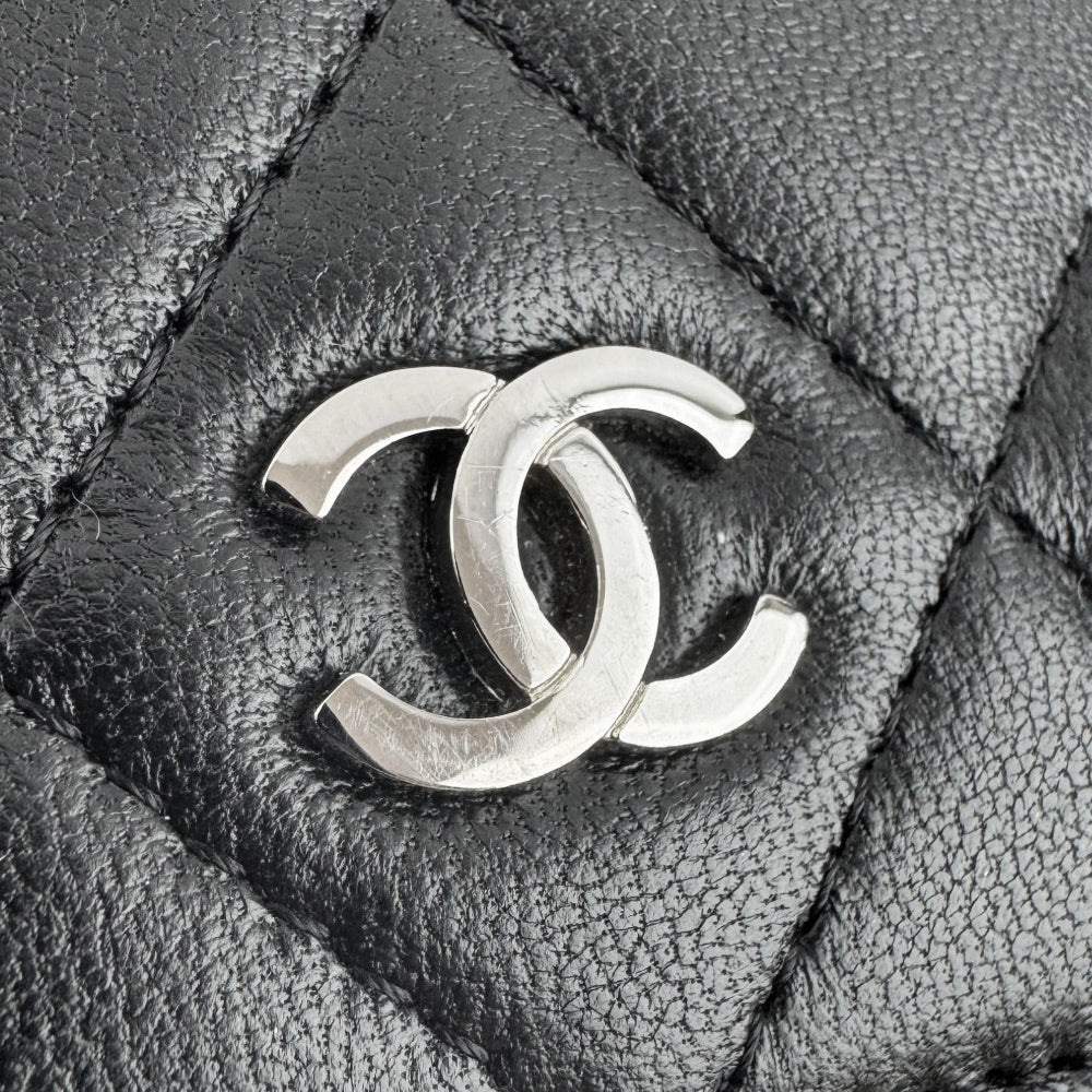 CHANEL Black Quilted Leather Long Wallet Purse LHQ1736