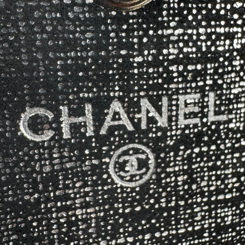 CHANEL Silver Canvas Card Case LHQ1740
