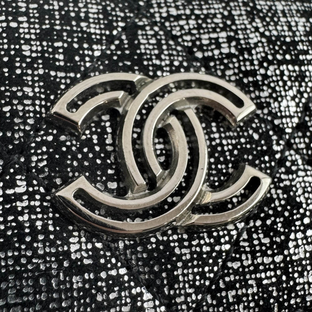 CHANEL Silver Canvas Card Case LHQ1740