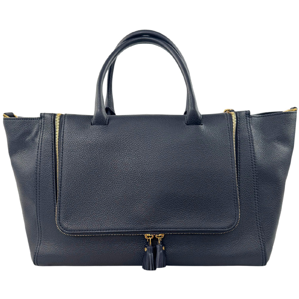 ANYA HINDMARCH Blue Leather Vere Slouchy Tote Handbag LHQ1744