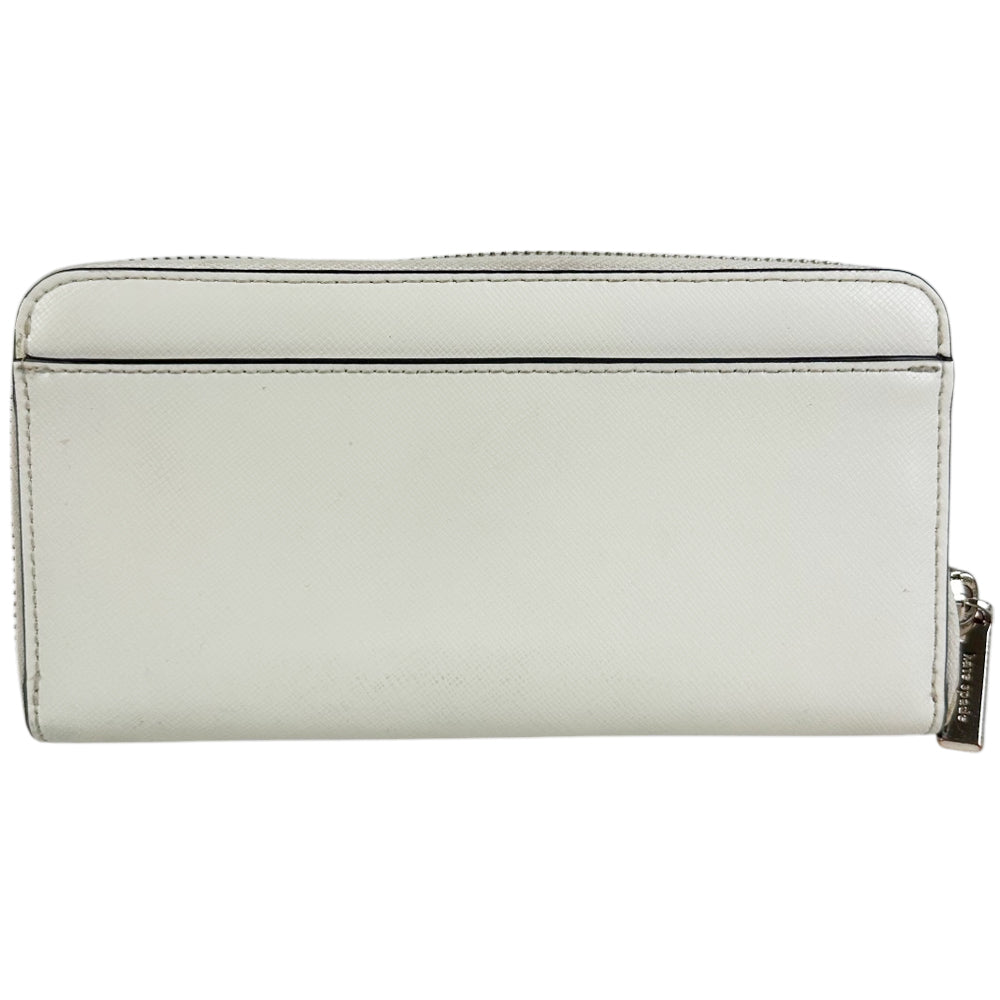 KATE SPADE White Leather Zip Wallet Purse LHQ1752