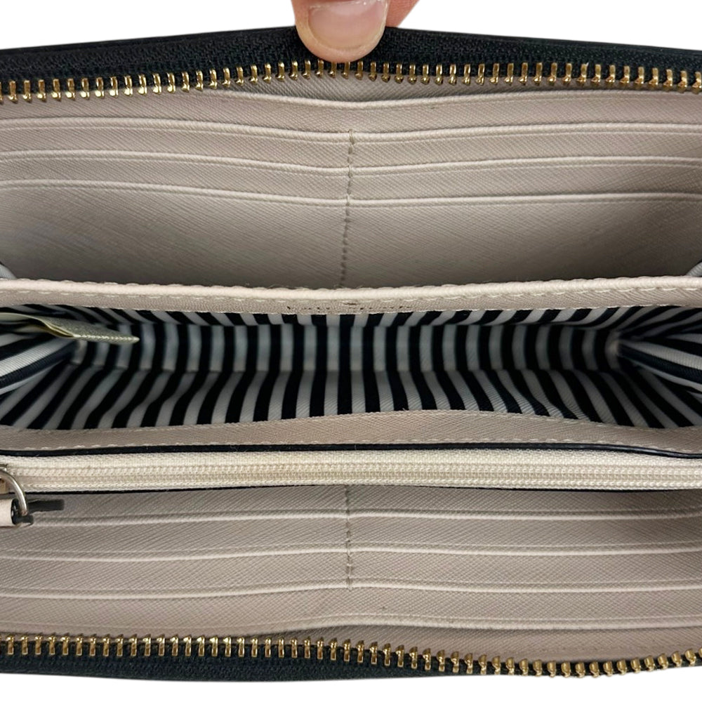 KATE SPADE Black/Nude Leather Zip Wallet Purse LHQ1753