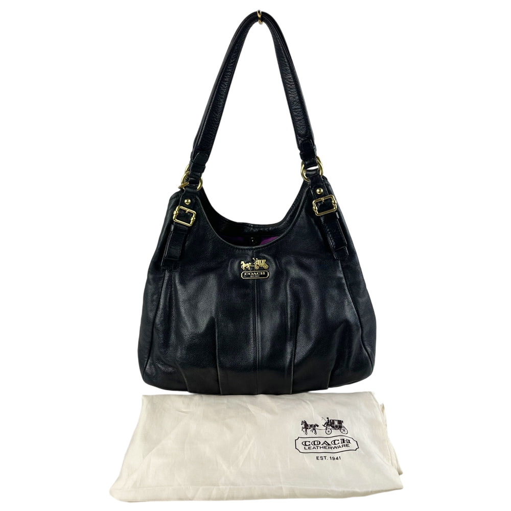 COACH Madison Maggie Black Leather Shoulder Bag LHQ1763