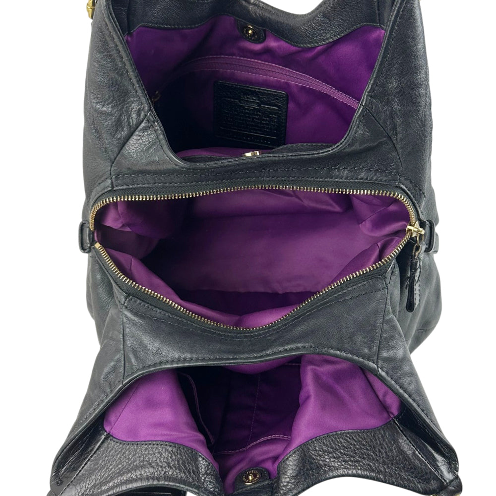 COACH Madison Maggie Black Leather Shoulder Bag LHQ1763