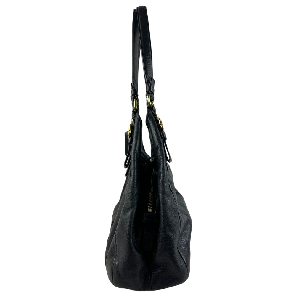 COACH Madison Maggie Black Leather Shoulder Bag LHQ1763
