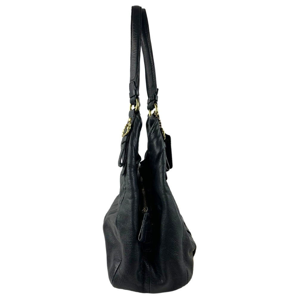 COACH Madison Maggie Black Leather Shoulder Bag LHQ1763