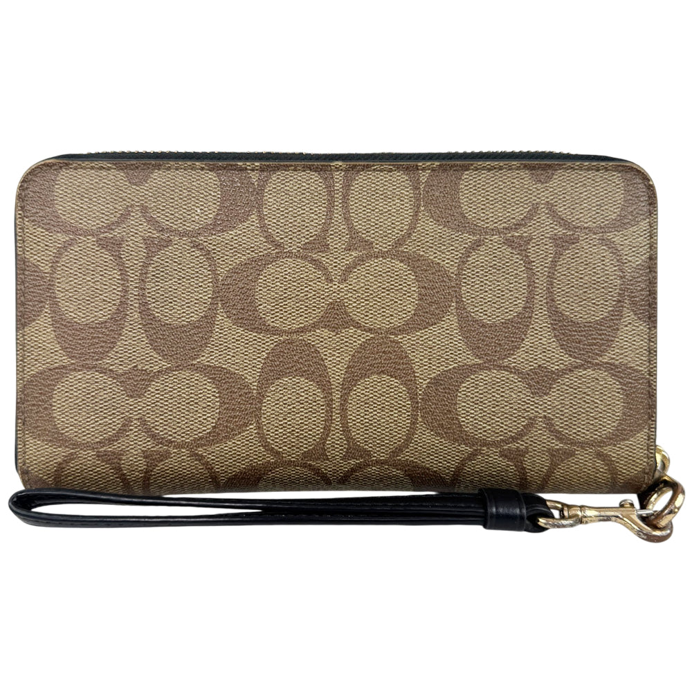 COACH Brown Signature Zip Wallet Purse LHQ1764