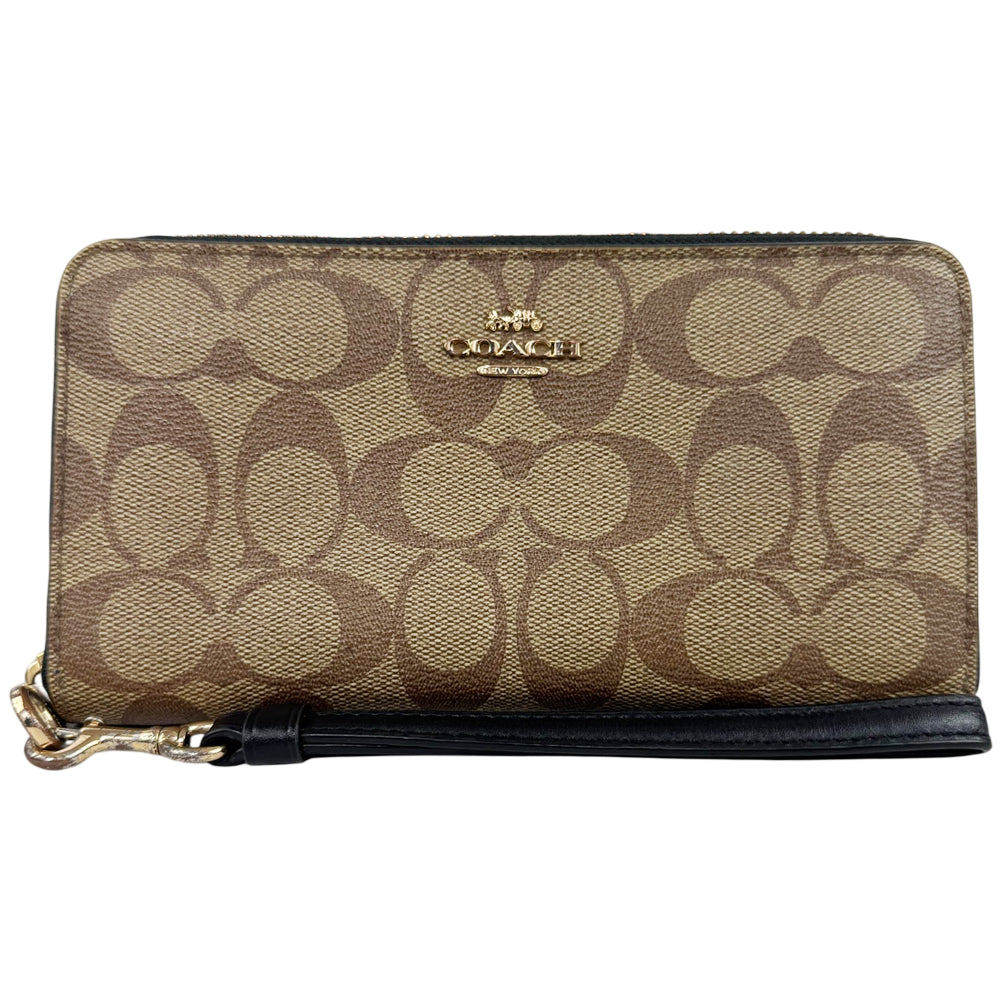 COACH Brown Signature Zip Wallet Purse LHQ1764