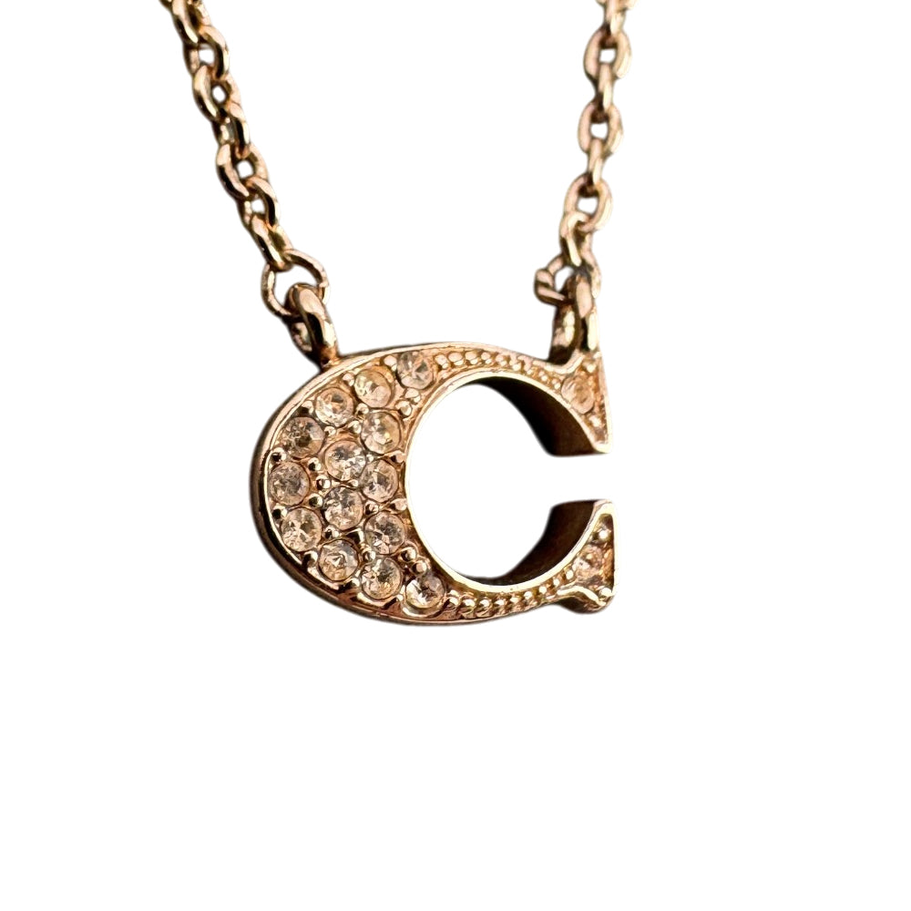 COACH Pave Signature C Gold Necklace LHQ1775