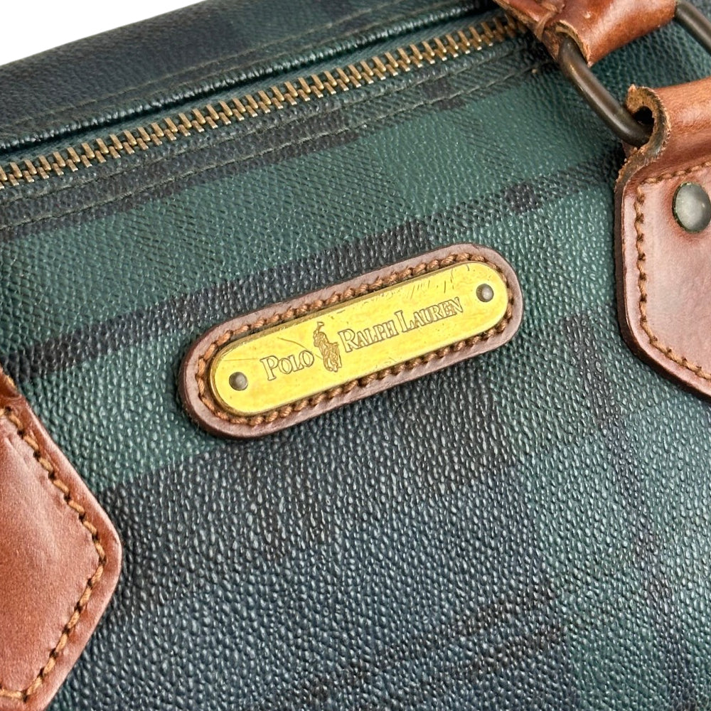 POLO RALPH LAUREN Green/Blue Tartan Check Boston Bag LHQ1778