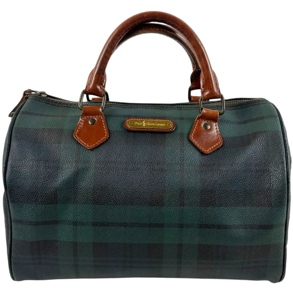 POLO RALPH LAUREN Green/Blue Tartan Check Boston Bag LHQ1778