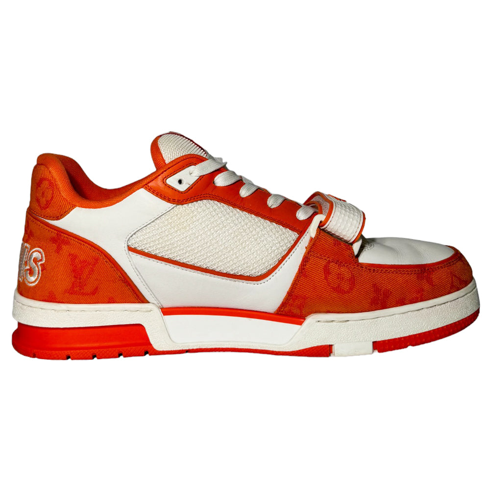 LOUIS VUITTON LV Sneakers Naranja Denim Strap Trainers Talla 10 UK LHQ178