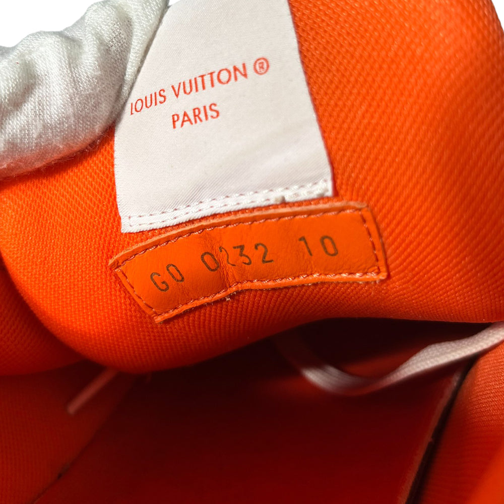 LOUIS VUITTON LV Sneakers Orange Denim Strap Trainer Größe 10 UK LHQ178