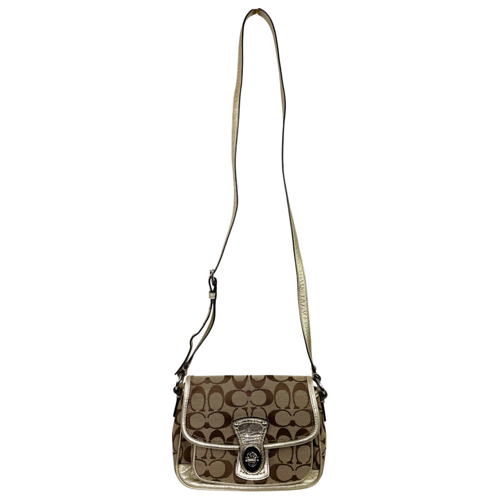 COACH Signature Brown Canvas Shoulder Crossbody Bag LHQ1801