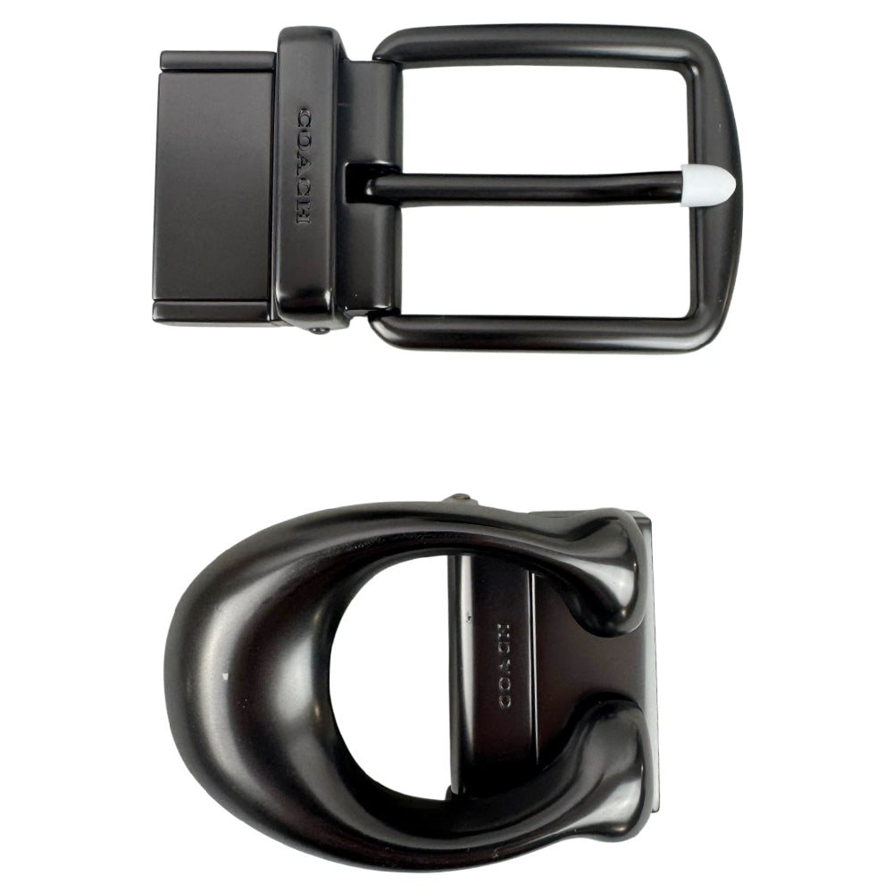 COACH Signature Black Reversible 2 Buckle Belt Set Size 48" LHQ1802