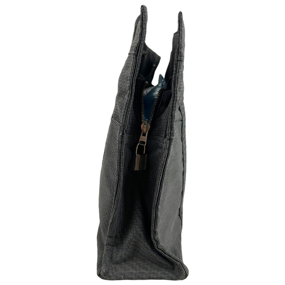 HERMES Herline Grey/Black Canvas Tote Bag LHQ1815