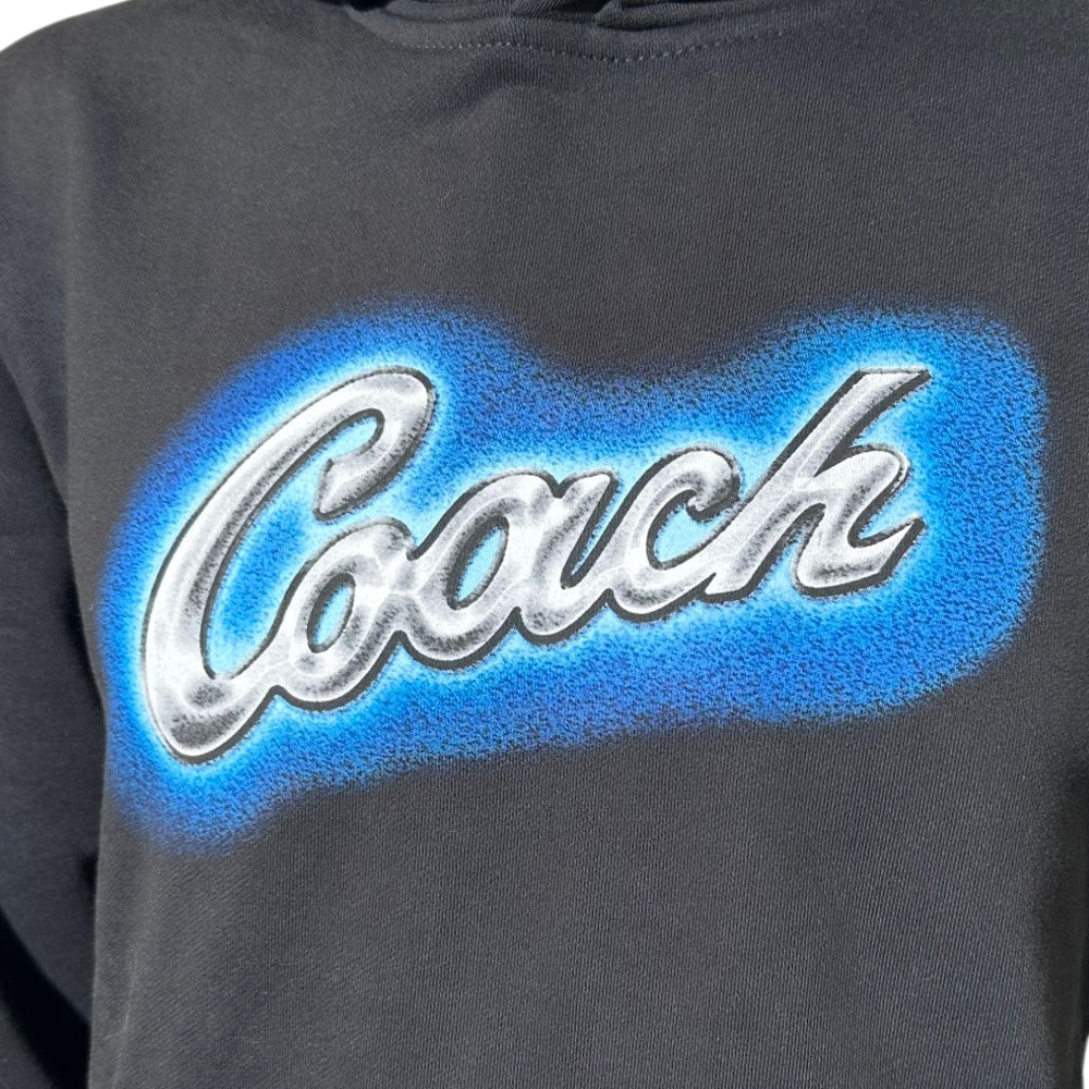 COACH Airbrush Signature Black Hoodie Size S LHQ1817