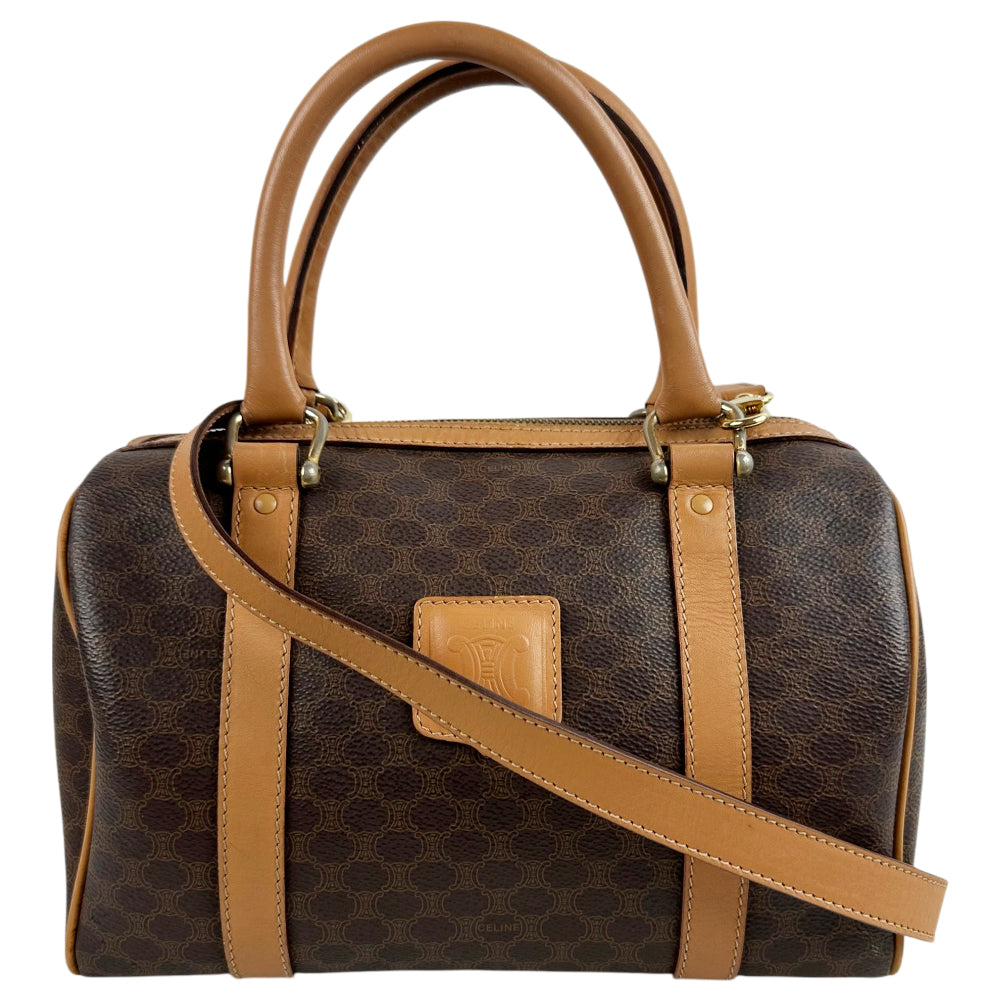 CELINE Macadam Brown Two Way Shoulder Hand Bag LHQ1824