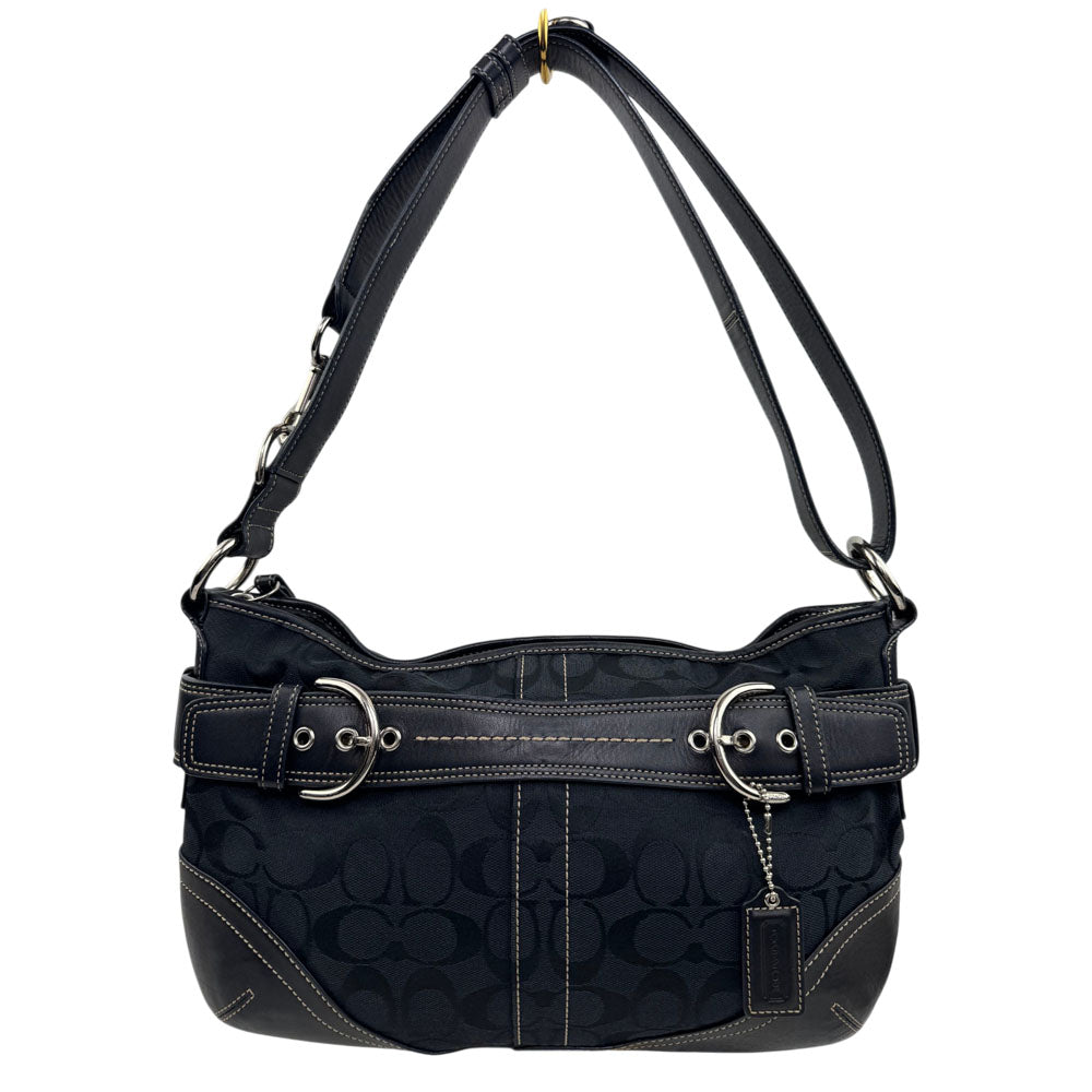 COACH Black Soho Signature Canvas and Leather Shoulder Bag LHQ1837