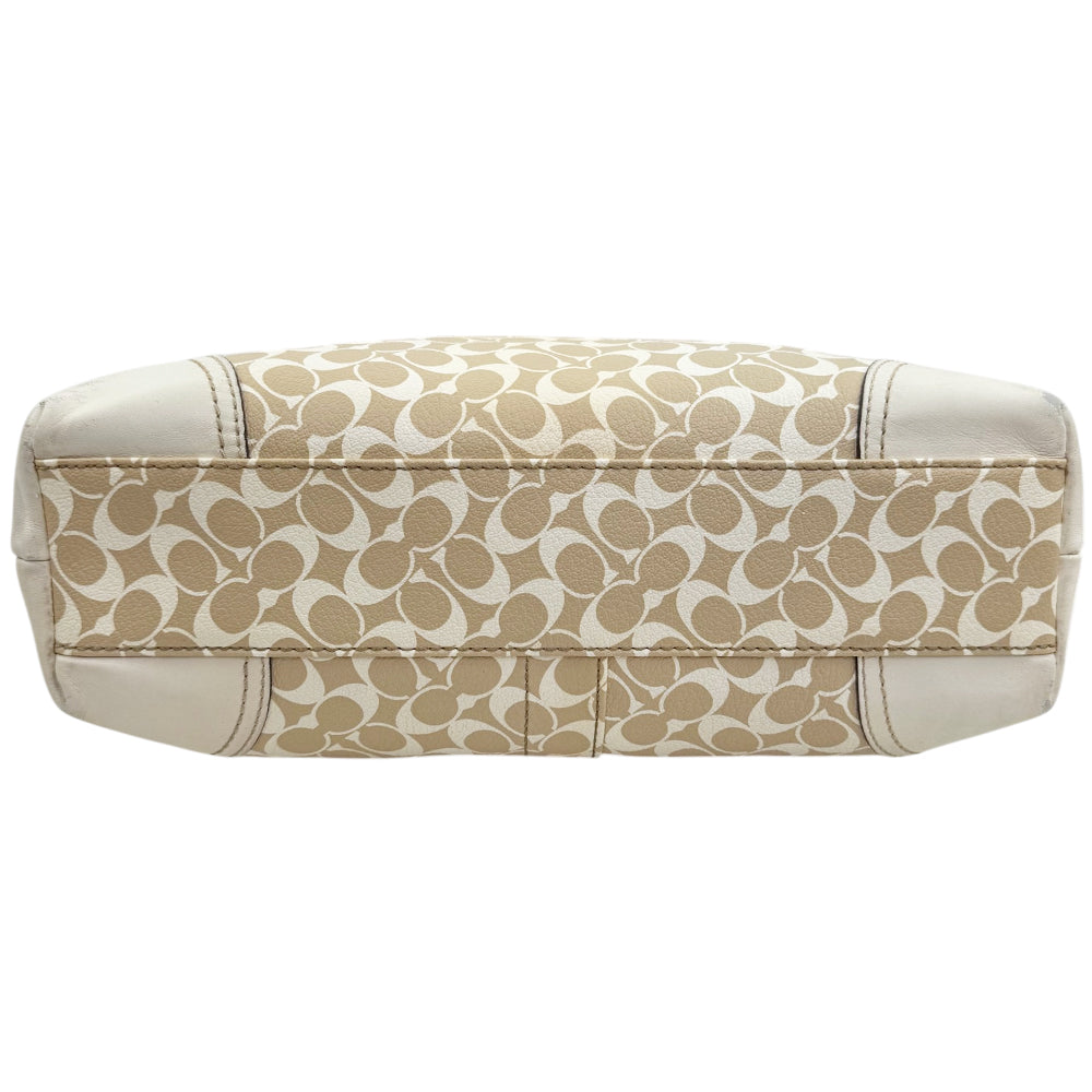 COACH Cream Signature Canvas Heritage Stripe Tote Shoulder Bag LHQ1840