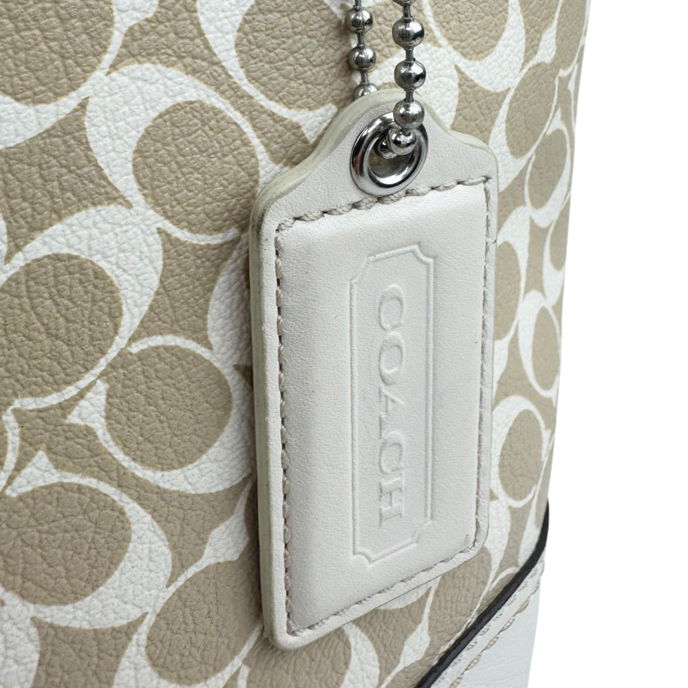 COACH Cream Signature Canvas Heritage Stripe Tote Shoulder Bag LHQ1840