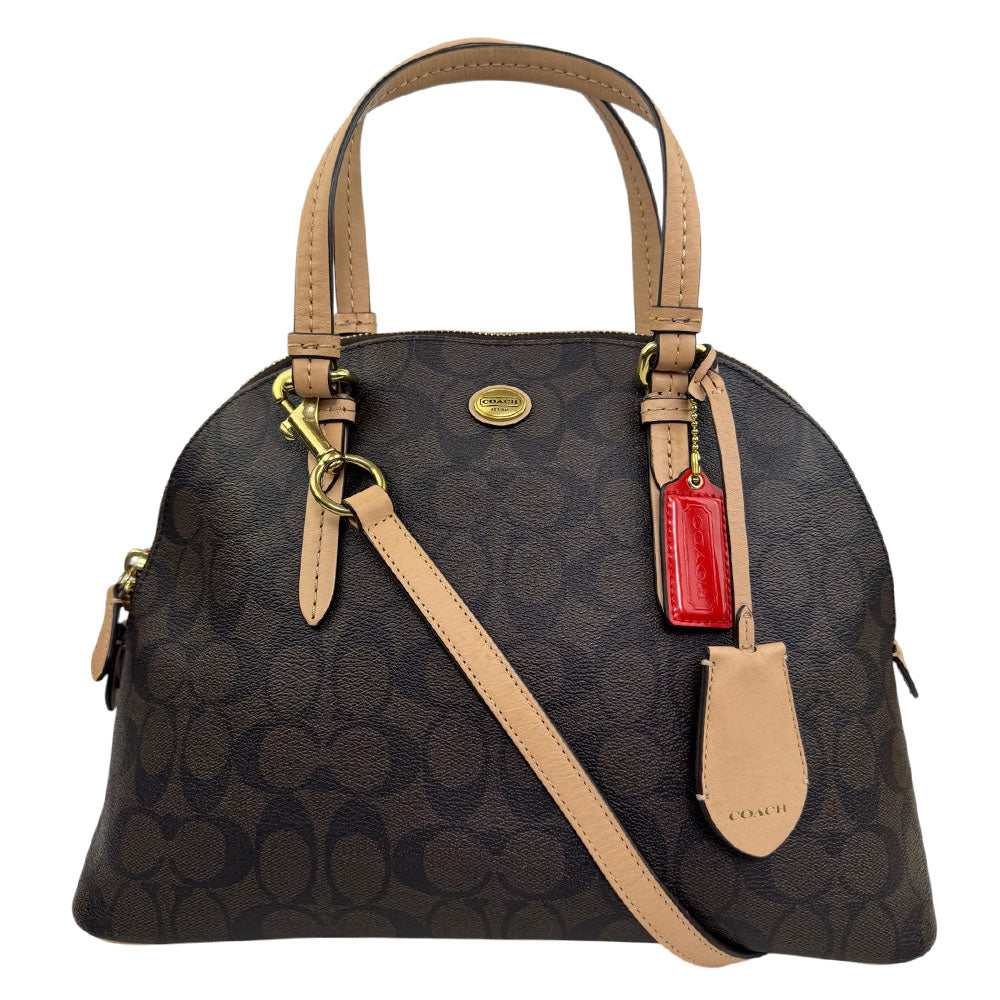 COACH Signature Peyton Brown Canvas Domed Bag LHQ1841