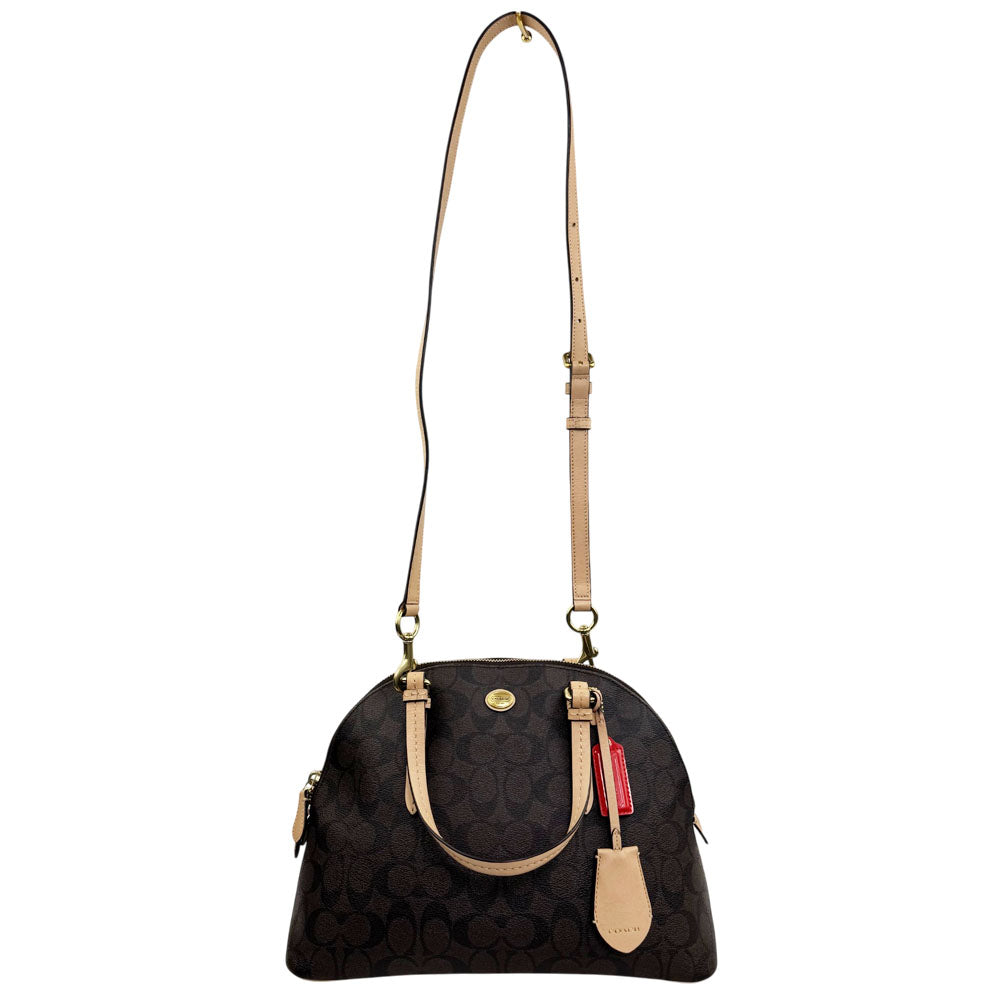 COACH Signature Peyton Brown Canvas Domed Bag LHQ1841