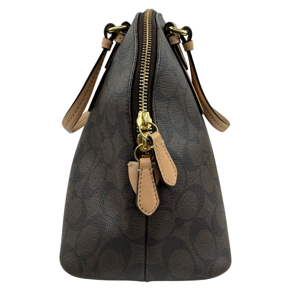 COACH Signature Peyton Brown Canvas Domed Bag LHQ1841