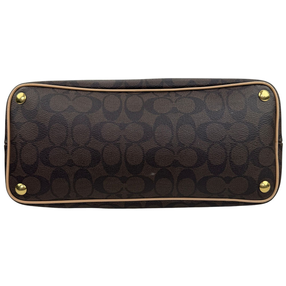 COACH Signature Peyton Brown Canvas Domed Bag LHQ1841