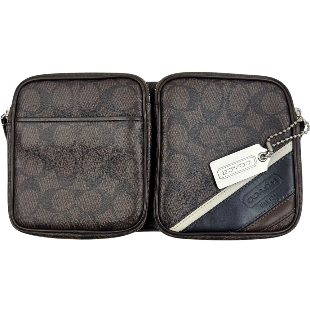 COACH Dark Brown Signature Canvas Heritage Stripe Waist Bag LHQ1846