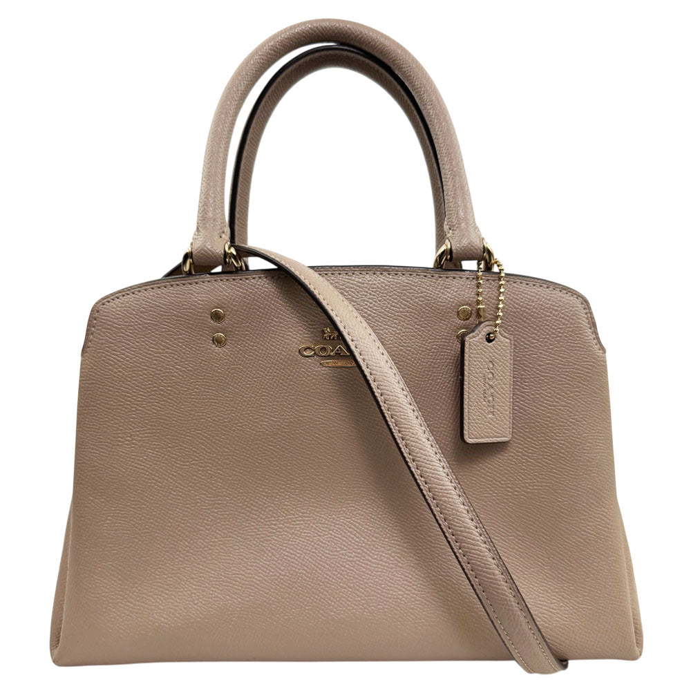 COACH Lillie Carryall Beige Leather Hand Shoulder Bag LHQ1847