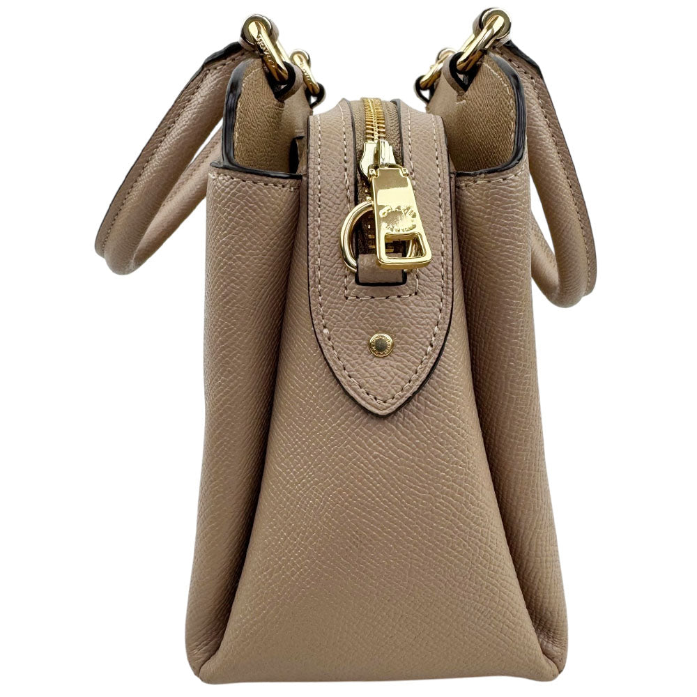 COACH Lillie Carryall Beige Leather Hand Shoulder Bag LHQ1847