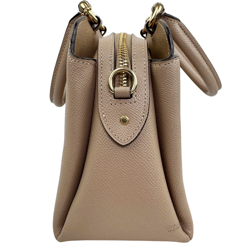 COACH Lillie Carryall Beige Leather Hand Shoulder Bag LHQ1847