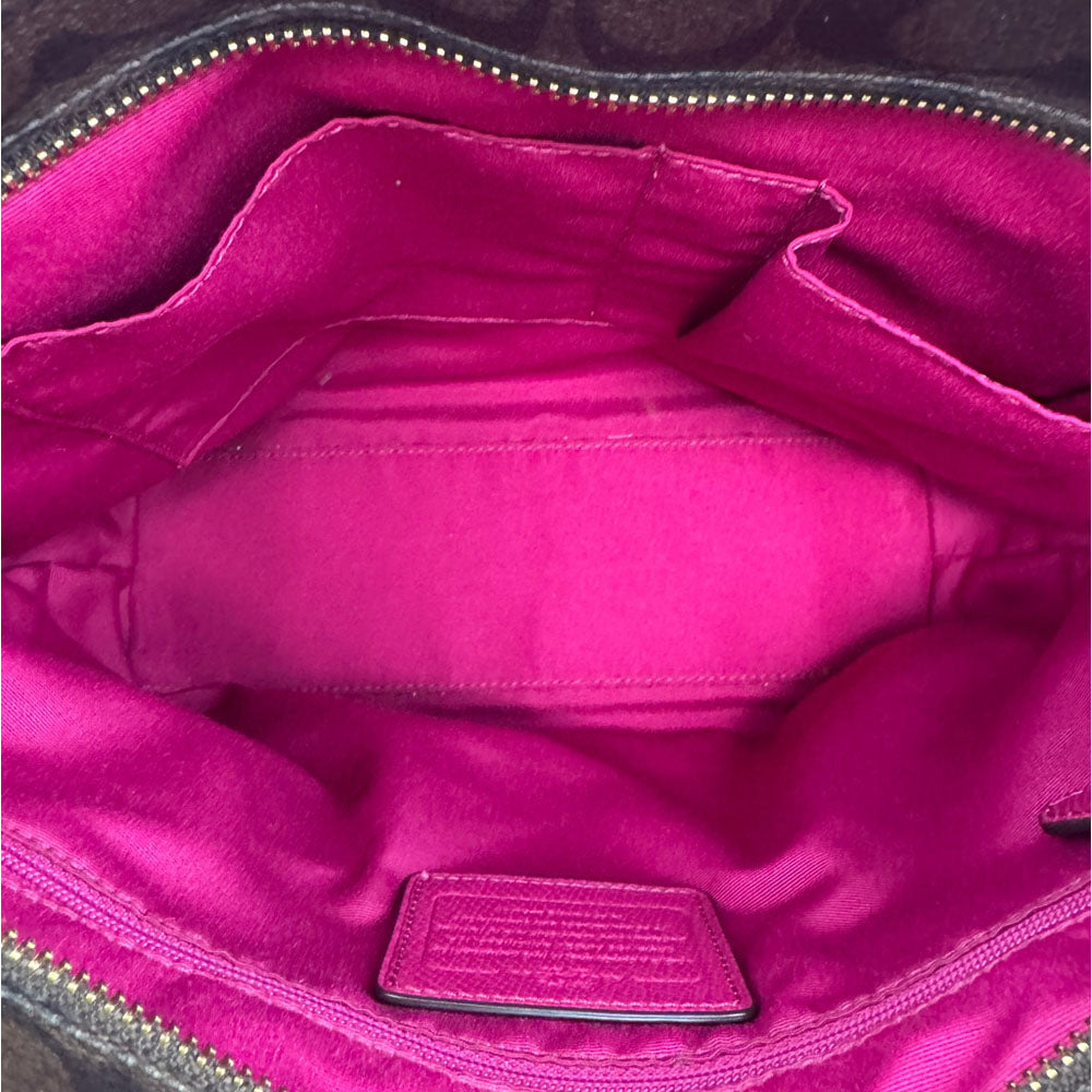 COACH Signature Canvas Brown/Pink Tote Shoulder Bag LHQ1855