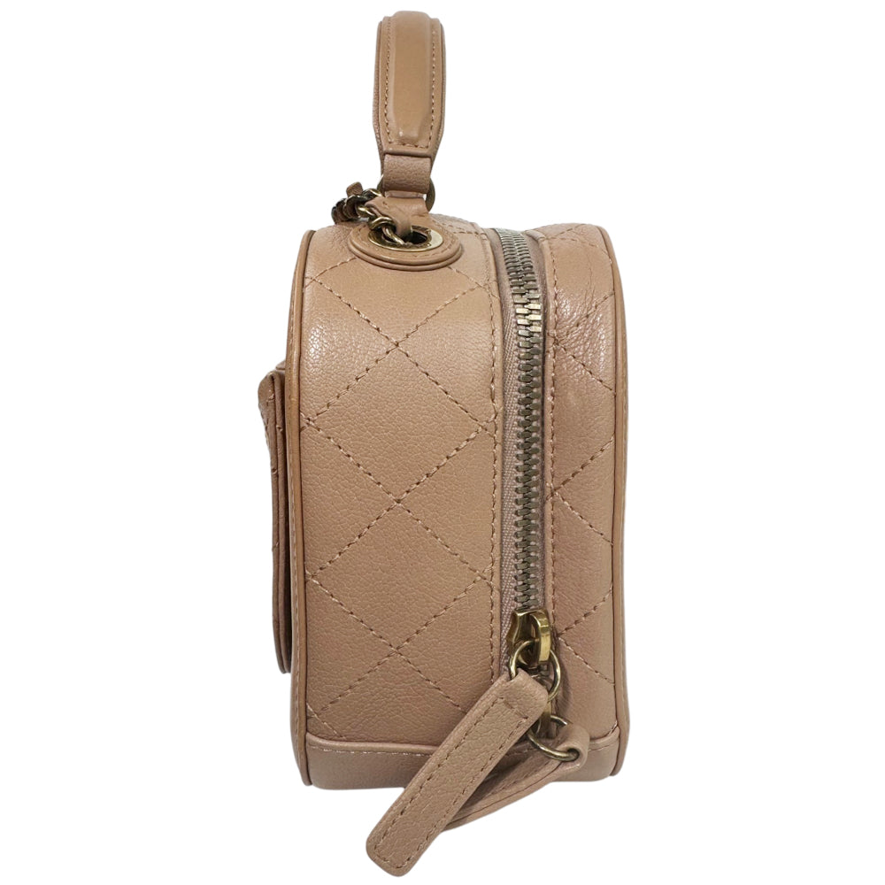 CHANEL Beige Leather CoCo Curve Vanity Shoulder Hand Bag LHQ1857