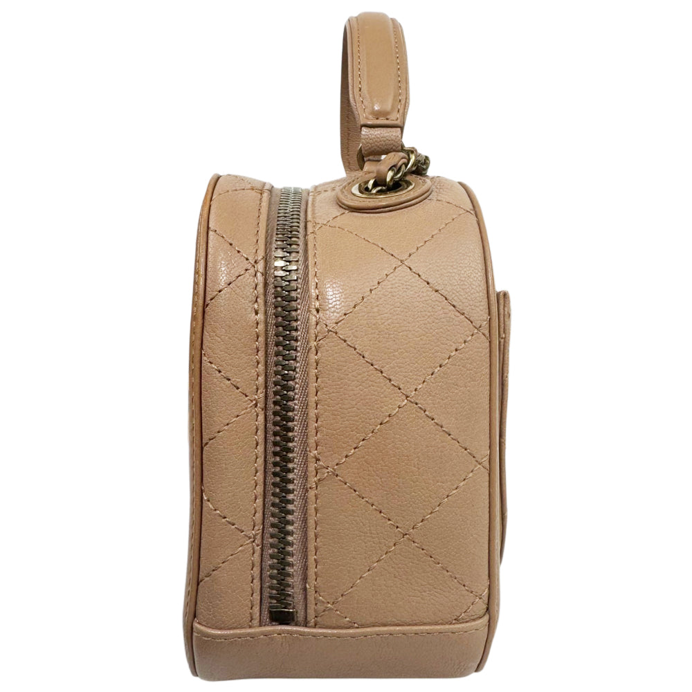 CHANEL Beige Leather CoCo Curve Vanity Shoulder Hand Bag LHQ1857