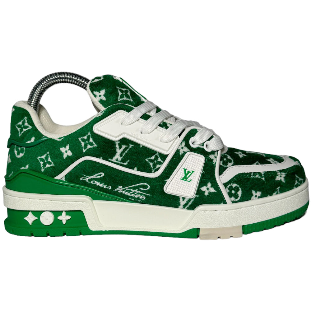 LOUIS VUITTON LV Women's Trainers Green White Size 3 UK LHQ186