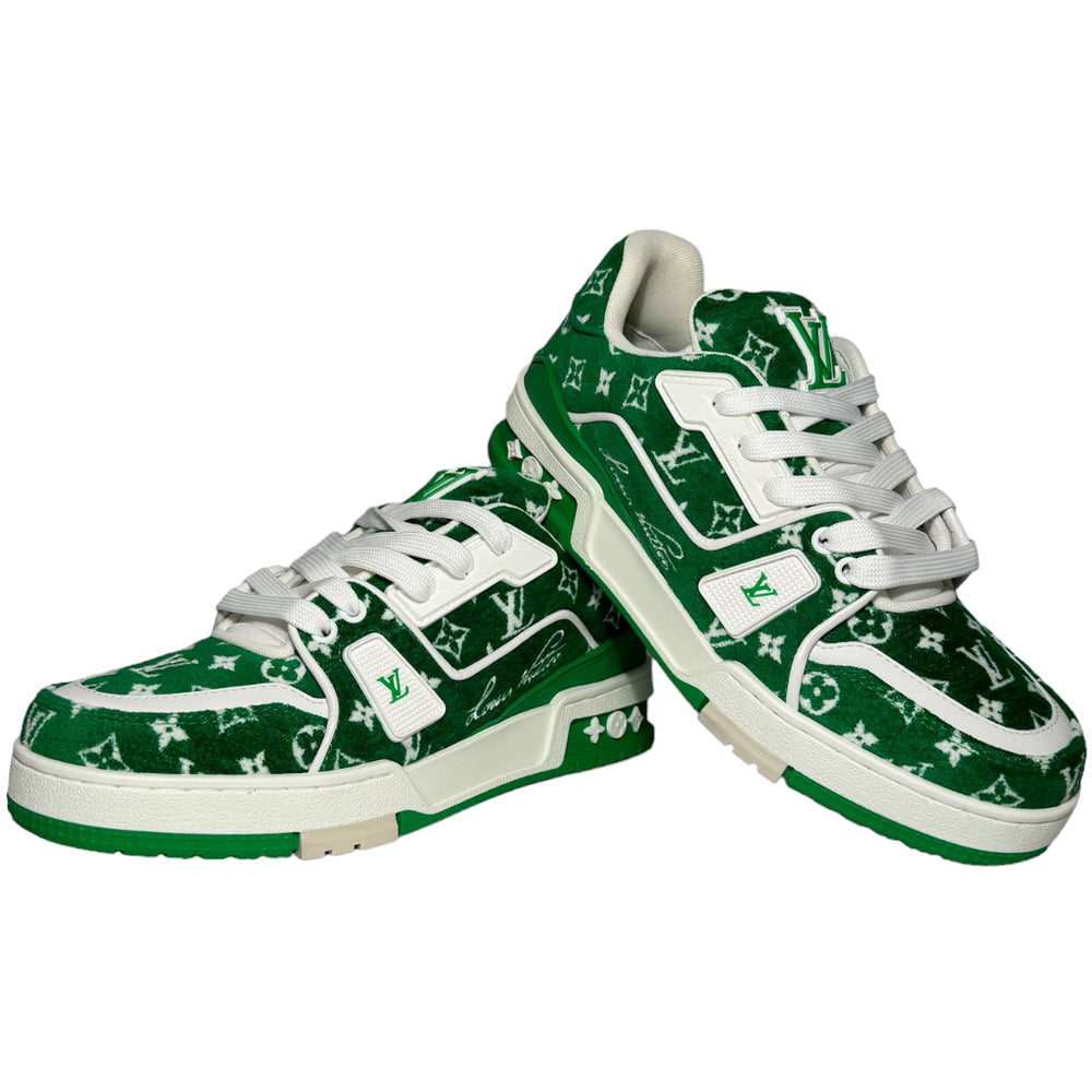 LOUIS VUITTON LV Women's Trainers Green White Size 3 UK LHQ186