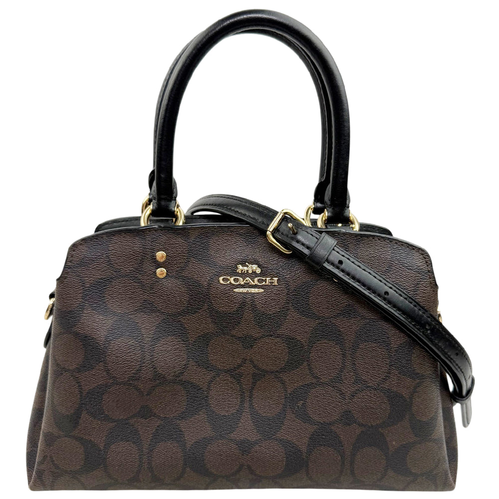 COACH Lillie Carryall Dark Brown Signature Hand Shoulder Bag LHQ1871