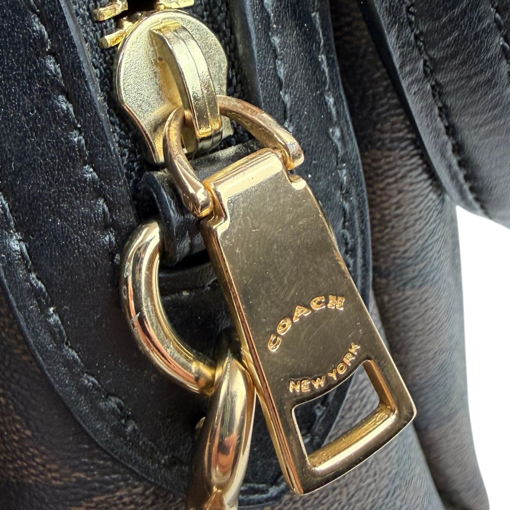 COACH Lillie Carryall Dark Brown Signature Hand Shoulder Bag LHQ1871