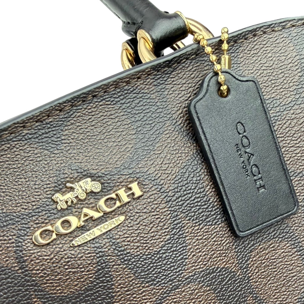COACH Lillie Carryall Dark Brown Signature Hand Shoulder Bag LHQ1871