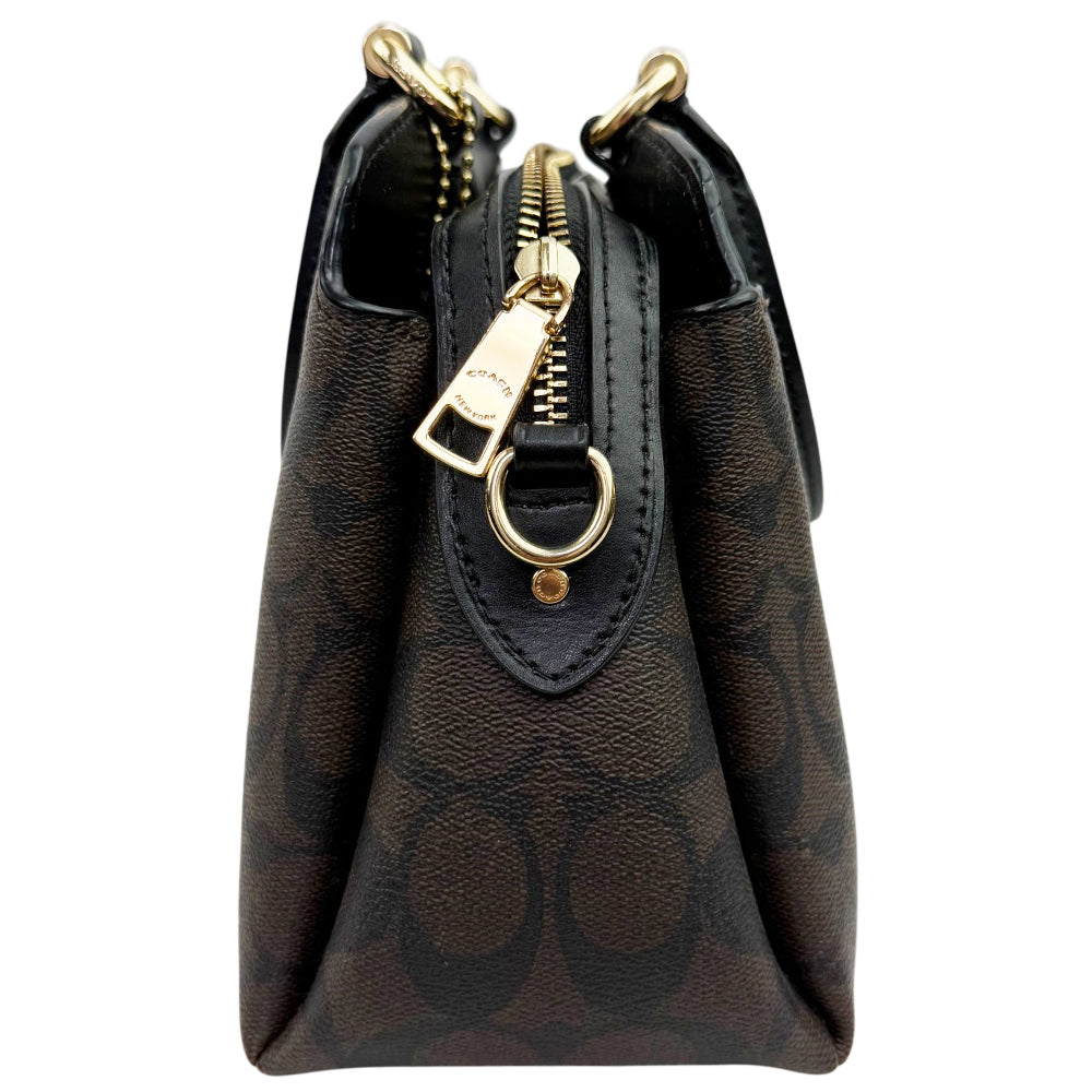 COACH Lillie Carryall Dark Brown Signature Hand Shoulder Bag LHQ1871
