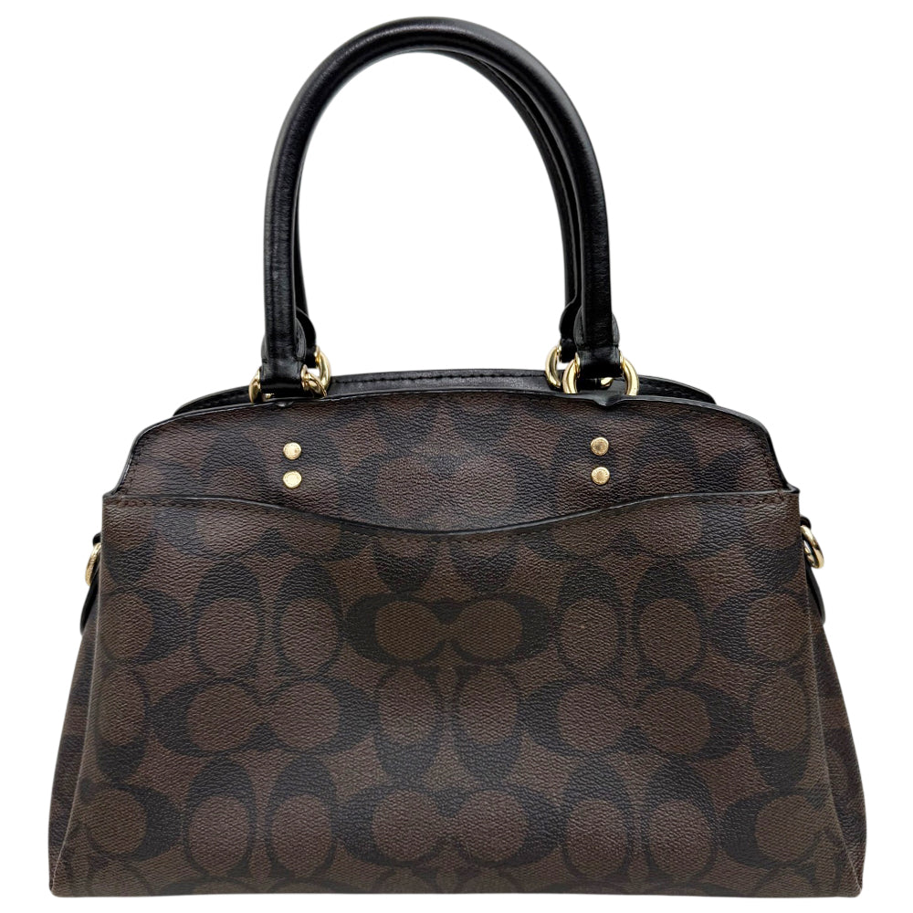 COACH Lillie Carryall Dark Brown Signature Hand Shoulder Bag LHQ1871