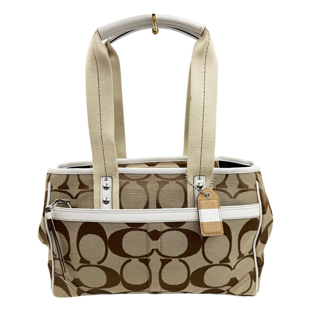 COACH Signature Canvas Beige Tote Shoulder Bag LHQ1873