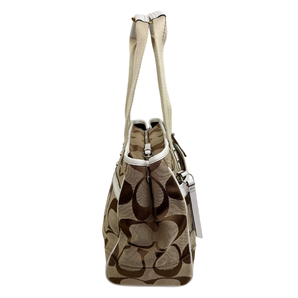 COACH Signature Canvas Beige Tote Shoulder Bag LHQ1873
