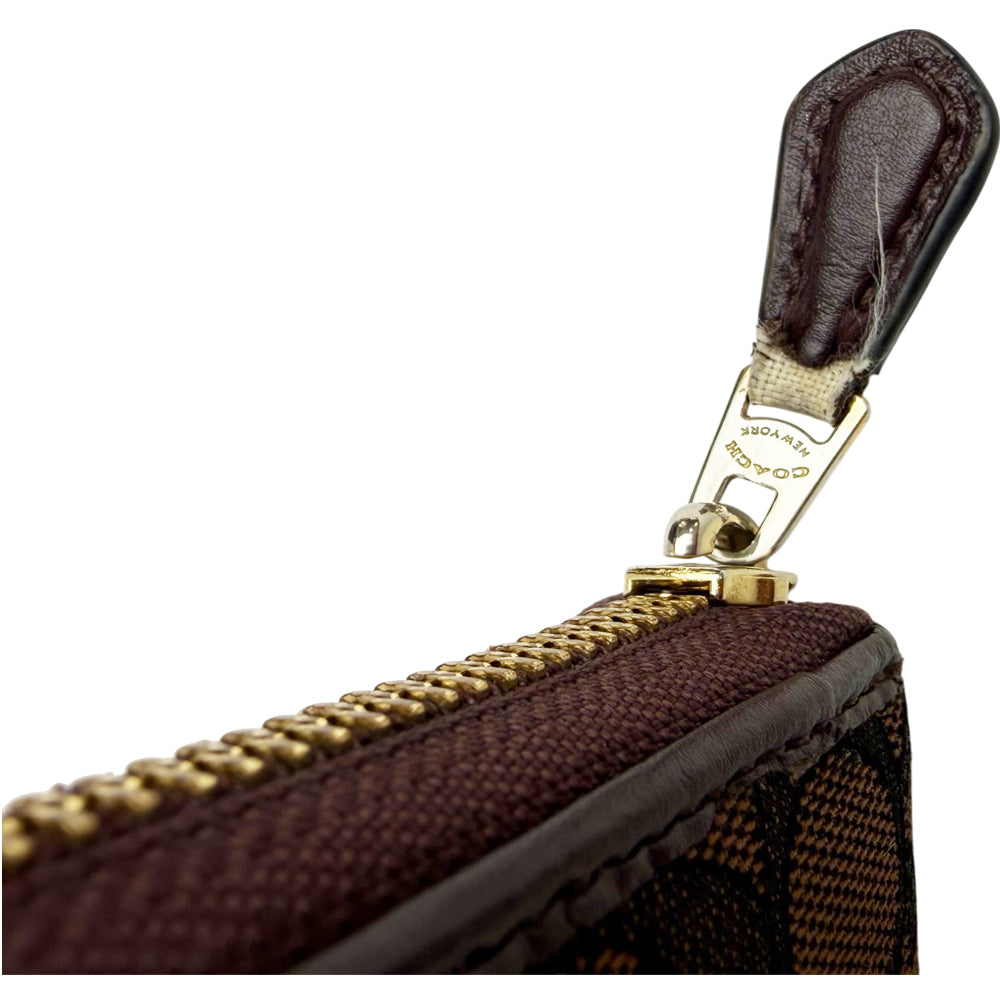 COACH Signature Canvas Dark Brown Heritage Stripe Purse LHQ1880