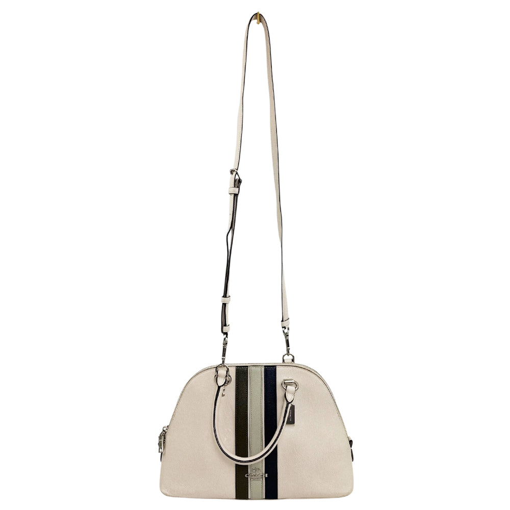 COACH Katy Satchel Varsity Stripe White Shoulder Hand Bag LHQ1883