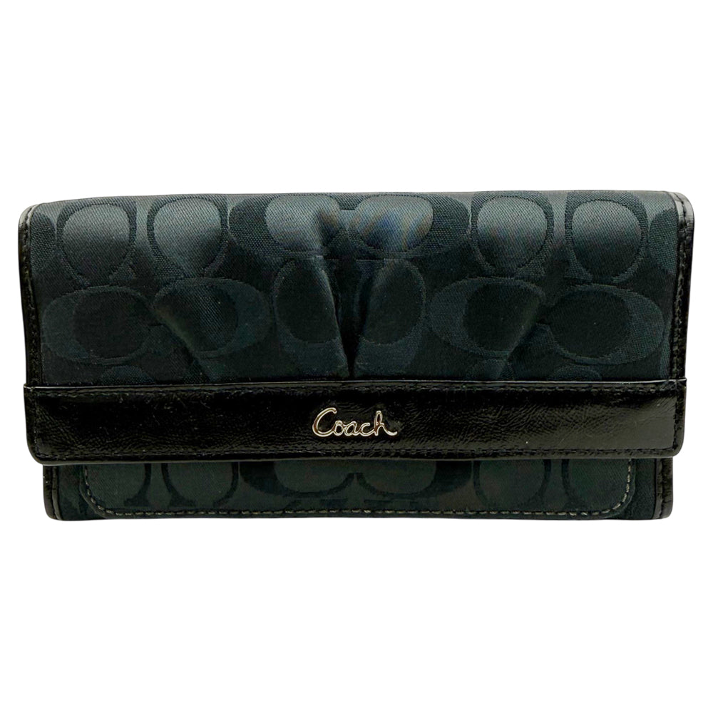 COACH Signature Canvas Black Purse Wallet LHQ1888