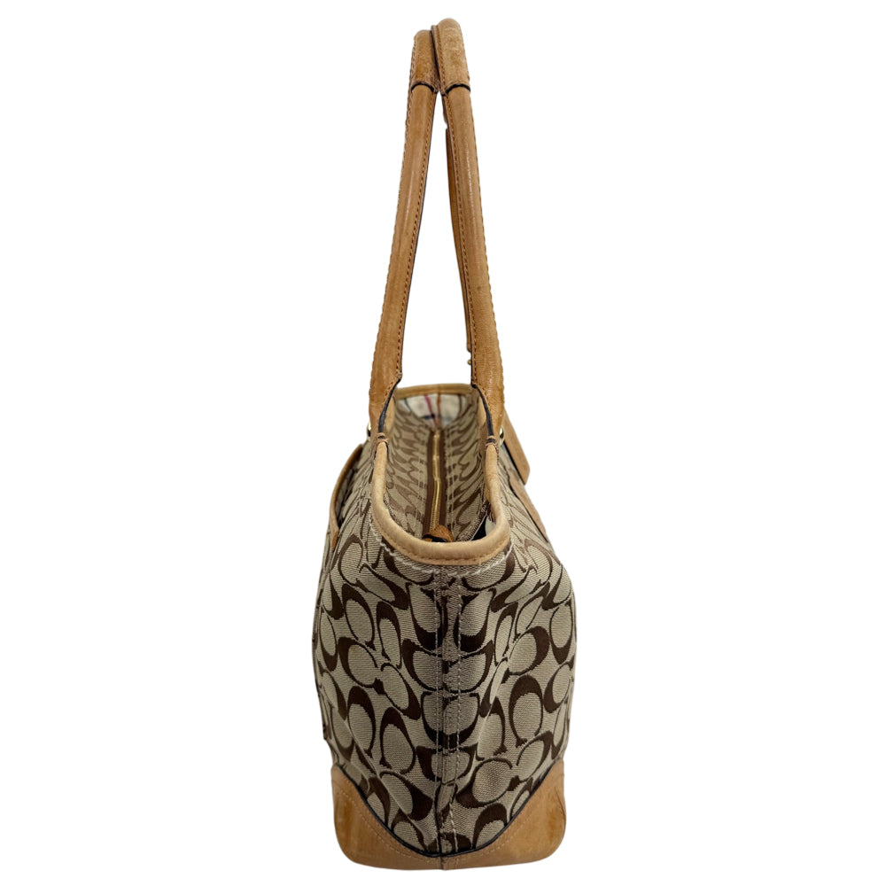 COACH Bleeker Signature Canvas Brown Tote Shoulder Bag LHQ1890